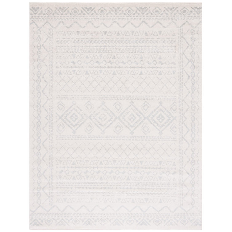 Gray Geometric 6' x 9' Hand-Knotted Synthetic Area Rug
