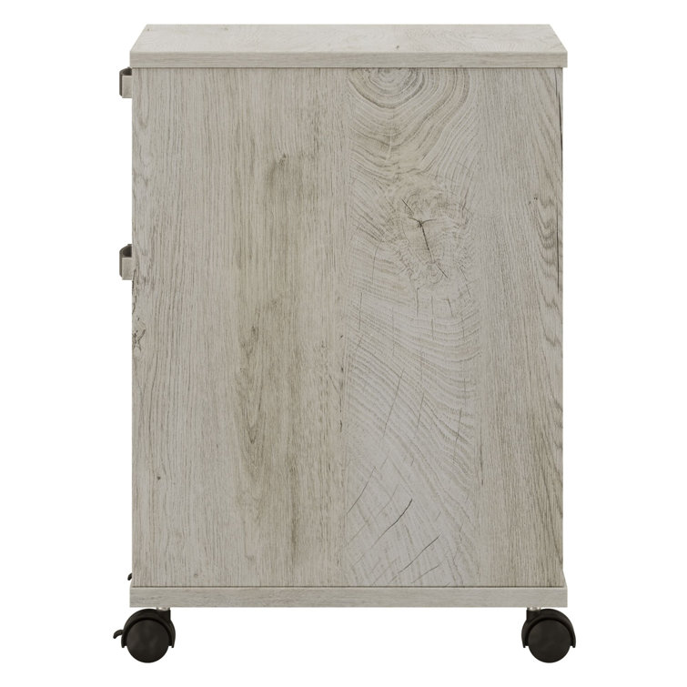Cottage White 2-Drawer Mobile Pedestal File Cabinet with Weathered Nickel Accents