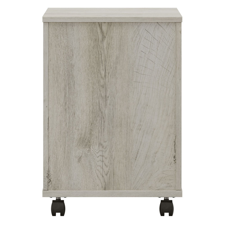 Cottage White 2-Drawer Mobile Pedestal File Cabinet with Weathered Nickel Accents