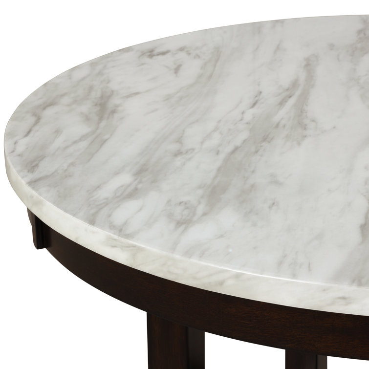 Celeste 48'' Round Espresso Wood & Faux Marble Dining Table