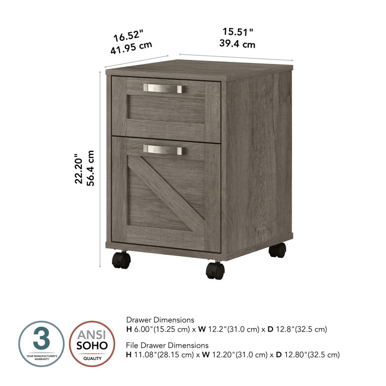 Restored Gray 2-Drawer Mobile Filing Cabinet with Lockable Casters