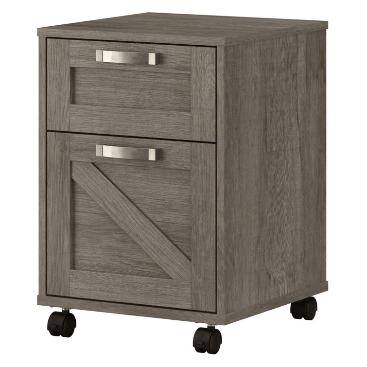 Restored Gray 2-Drawer Mobile Filing Cabinet with Lockable Casters