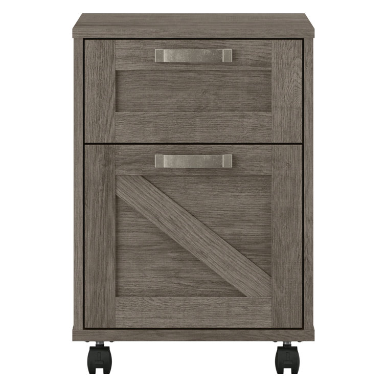 Restored Gray 2-Drawer Mobile Filing Cabinet with Lockable Casters