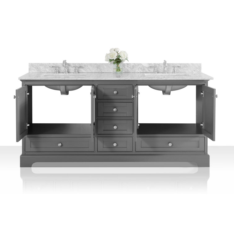 Audrey 72'' Sapphire Gray Double Bathroom Vanity with Marble Top