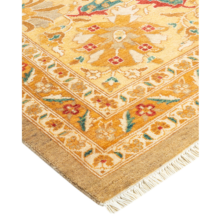 Ivory Hand-Knotted Wool Square Area Rug