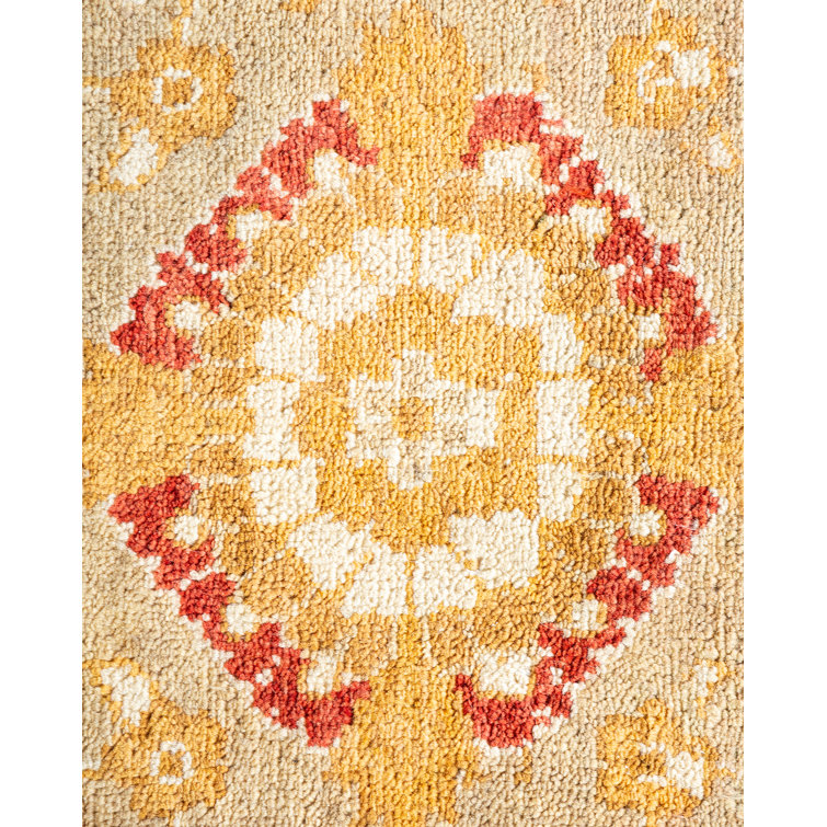 Ivory Hand-Knotted Wool Square Area Rug