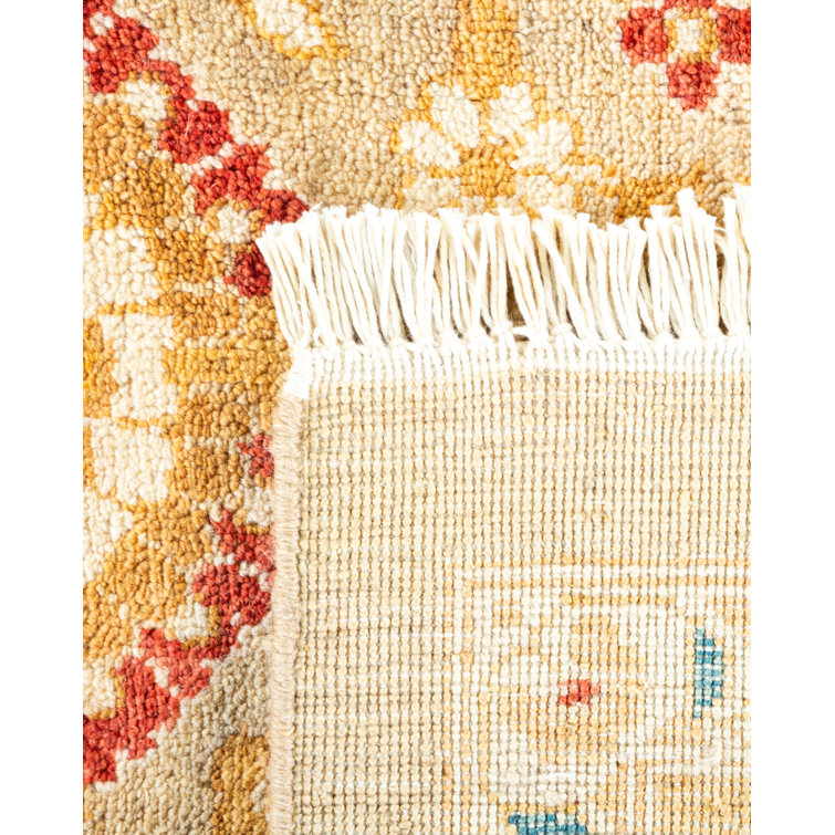 Ivory Hand-Knotted Wool Square Area Rug