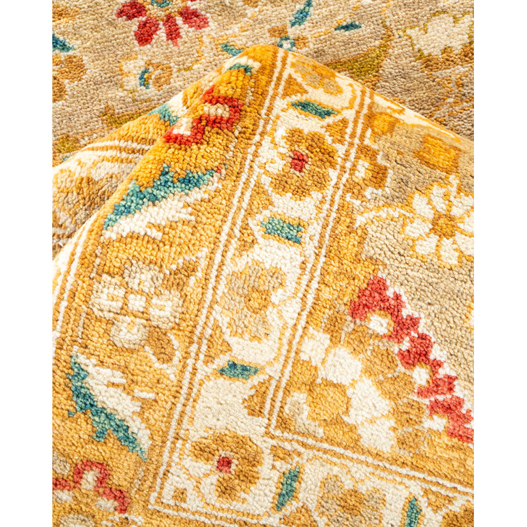 Ivory Hand-Knotted Wool Square Area Rug