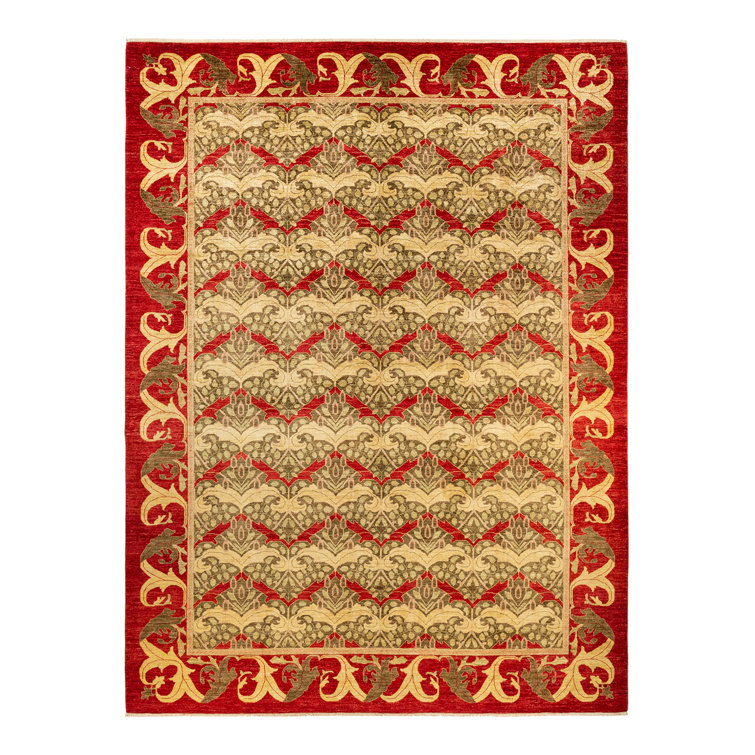 Harmony Red Wool 10' x 14' Hand-Knotted Area Rug