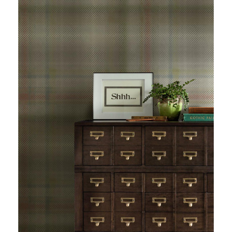 Neutral Plaid Vinyl-Coated Washable Wallpaper Roll