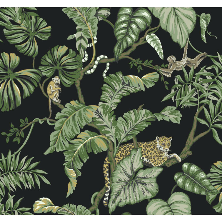Exotic Black Jungle Cat Vinyl-Coated Wallpaper
