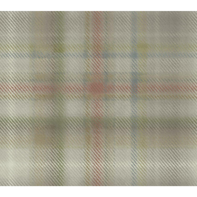 Neutral Plaid Vinyl-Coated Washable Wallpaper Roll
