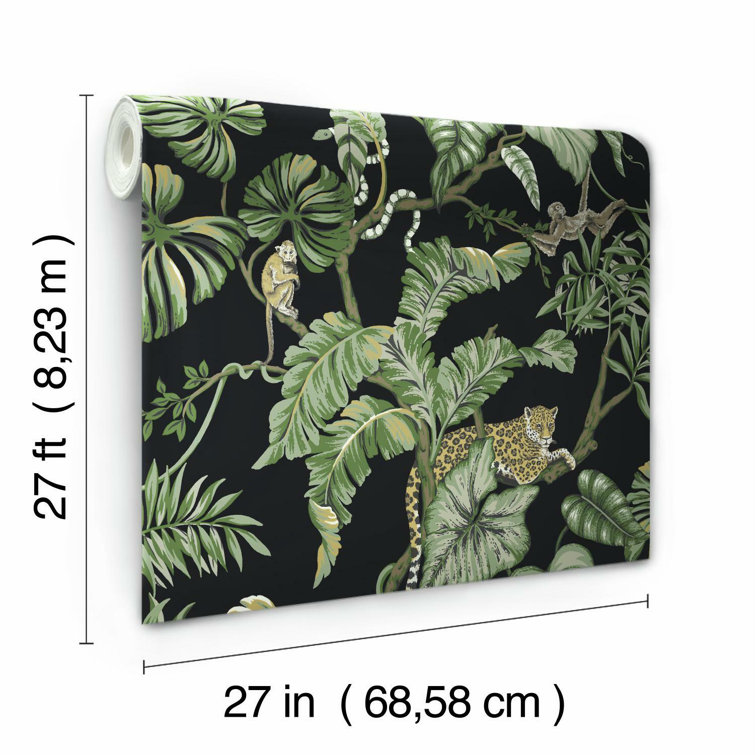 Exotic Black Jungle Cat Vinyl-Coated Wallpaper