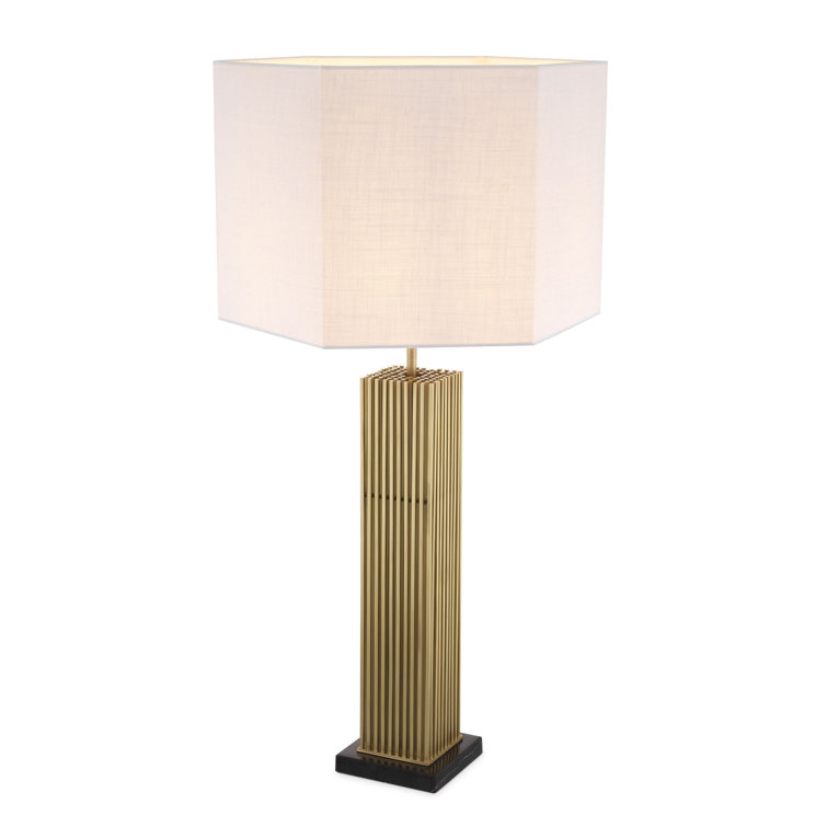 Edison White and Antique Brass Table Lamp with Marble Base