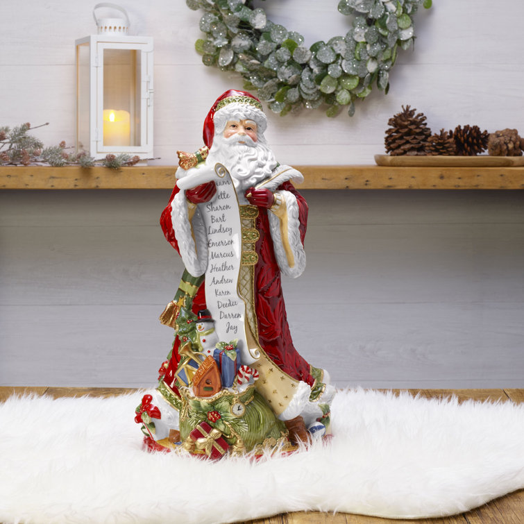Hand-Painted Ceramic Santa Figurine with Holiday Gifts, 18.75 Inch