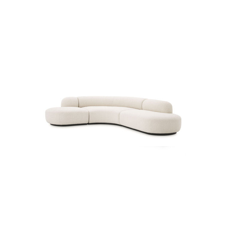 Bjorn 3-Piece Bouclé Cream Polyester Blend Sectional Sofa with Black Base