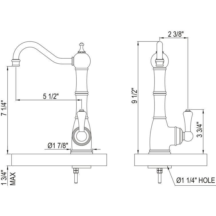 Polished Nickel Traditional Single Hole Kitchen Faucet