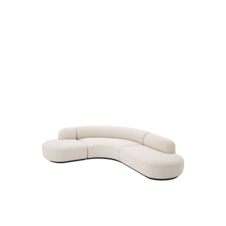 Bjorn 3-Piece Bouclé Cream Polyester Blend Sectional Sofa with Black Base