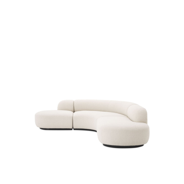 Bjorn 3-Piece Bouclé Cream Polyester Blend Sectional Sofa with Black Base