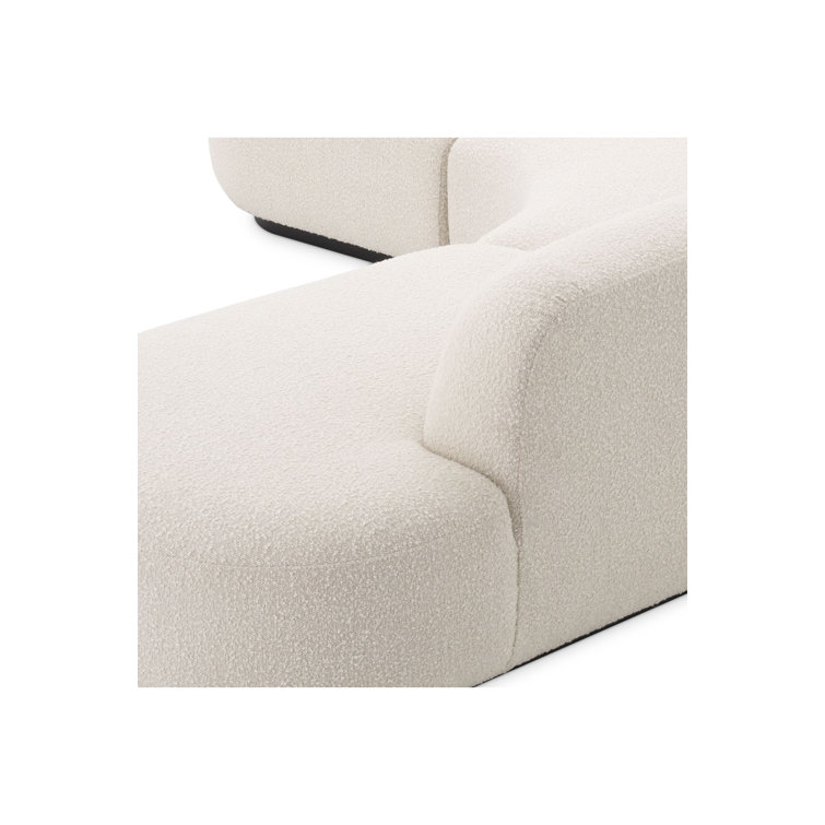 Bjorn 3-Piece Bouclé Cream Polyester Blend Sectional Sofa with Black Base