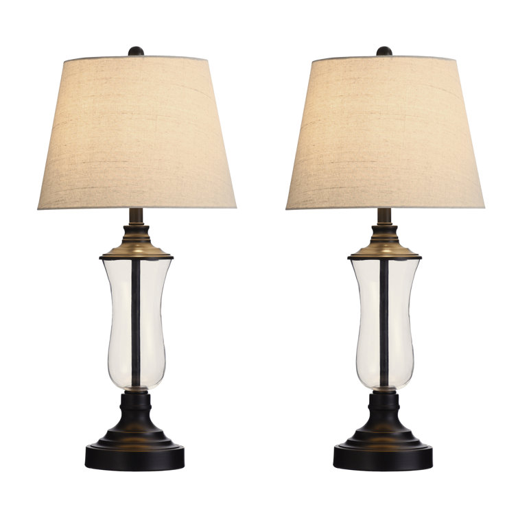 Elegant Bronze Duo 30" Traditional Table Lamp Set with Beige Shades