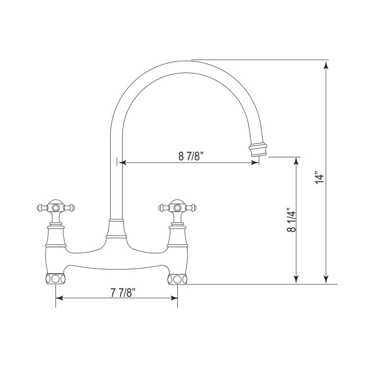 Polished Nickel Double Handle Brass Kitchen Faucet
