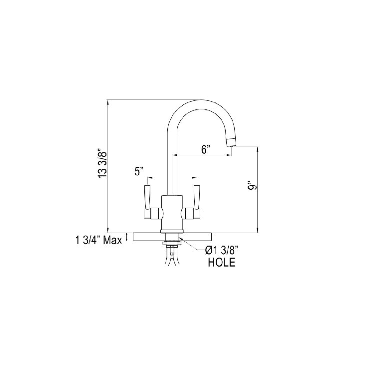 Polished Nickel Two Handle Bar Prep Faucet