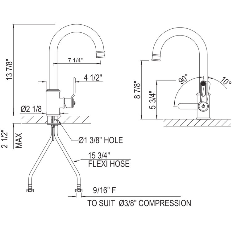 Polished Nickel Brass Modern Deck Mounted Bar Faucet