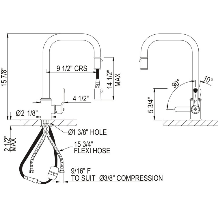 Polished Nickel Brass Pull-Down Kitchen Faucet with U-Spout