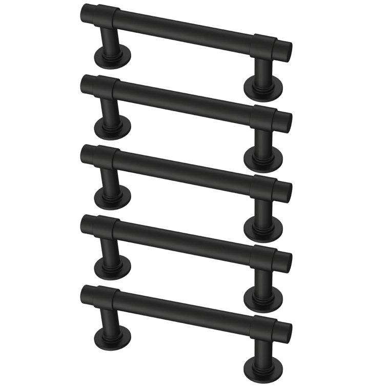 Francisco 3" Matte Black Brass Bar Pulls with Mounting Hardware