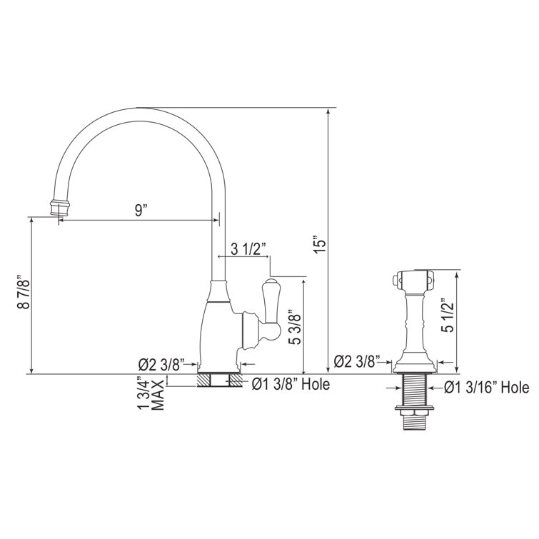 Polished Nickel Traditional Kitchen Faucet with Sidespray