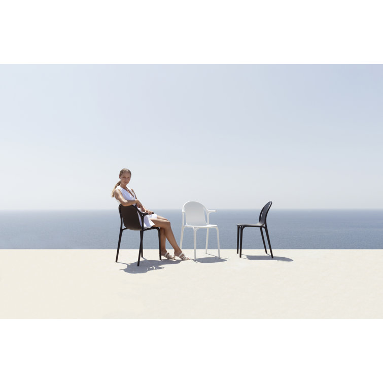 Brooklyn White Plastic Outdoor Stacking Dining Armchair