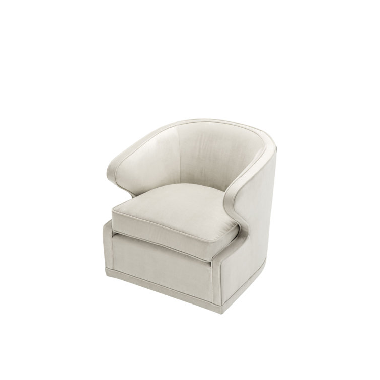 Pebble Grey Velvet Swivel Barrel Chair with Manufactured Wood Base