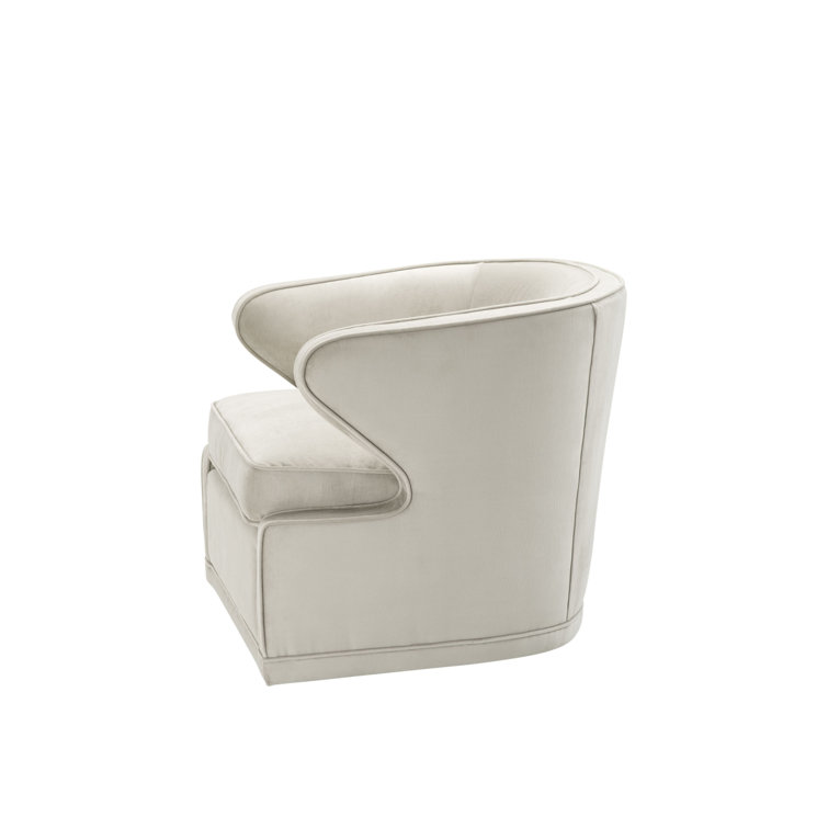 Pebble Grey Velvet Swivel Barrel Chair with Manufactured Wood Base