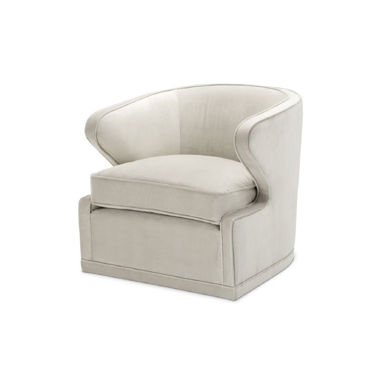 Pebble Grey Velvet Swivel Barrel Chair with Manufactured Wood Base