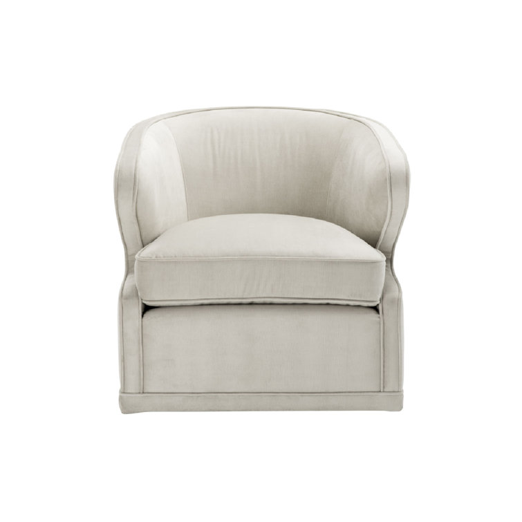 Pebble Grey Velvet Swivel Barrel Chair with Manufactured Wood Base