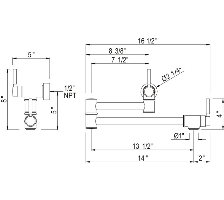 Holborn Transitional 8" Polished Nickel Wall-Mounted Pot Filler