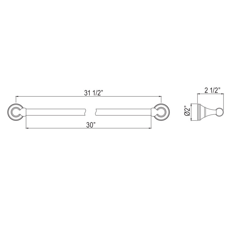 Polished Nickel 32" Wall Mounted Towel Bar