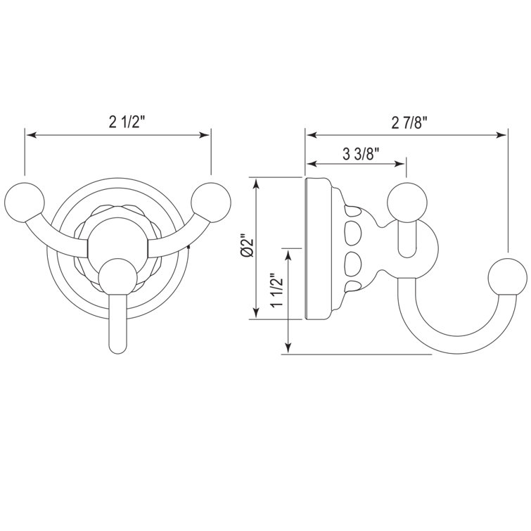 Polished Nickel Triple Wall Mount Robe Hook