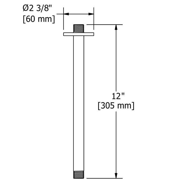 12" Brushed Nickel Ceiling Mounted Shower Arm with Round Escutcheon