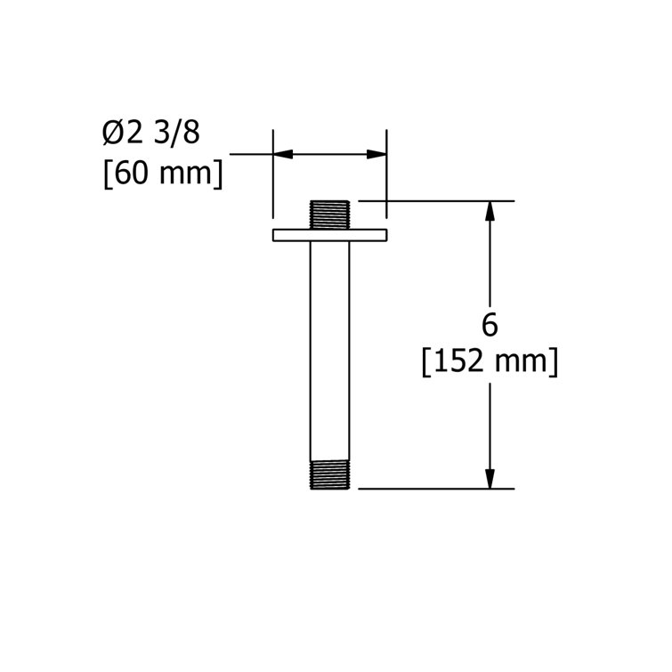 6" Black Brass Ceiling Mount Shower Arm with Round Escutcheon