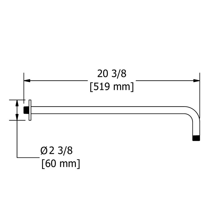 20" Chrome Wall Mount Shower Arm with Brass Construction