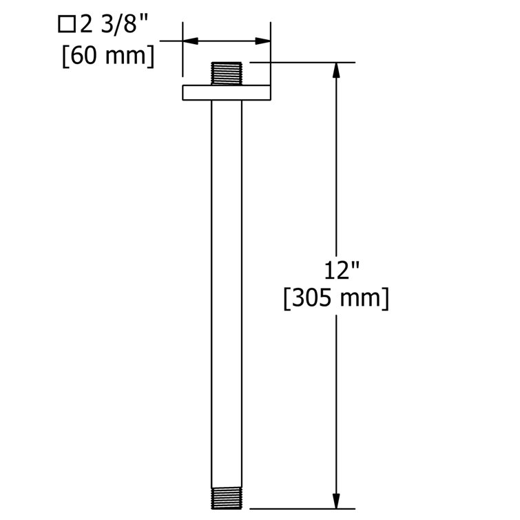 12" Chrome Modern Ceiling Mounted Shower Arm