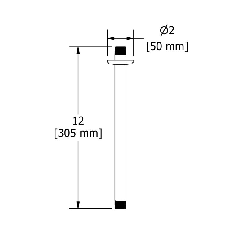 12" Brushed Nickel Ceiling Mounted Shower Arm with Round Escutcheon