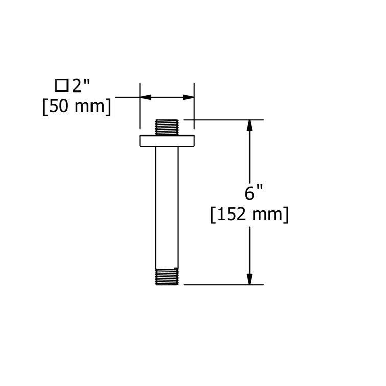6" Black Ceiling Mount Shower Arm with Polished Nickel Finish