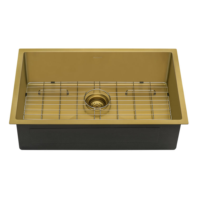 27-Inch Gold Stainless Steel Undermount Single Bowl Kitchen Sink