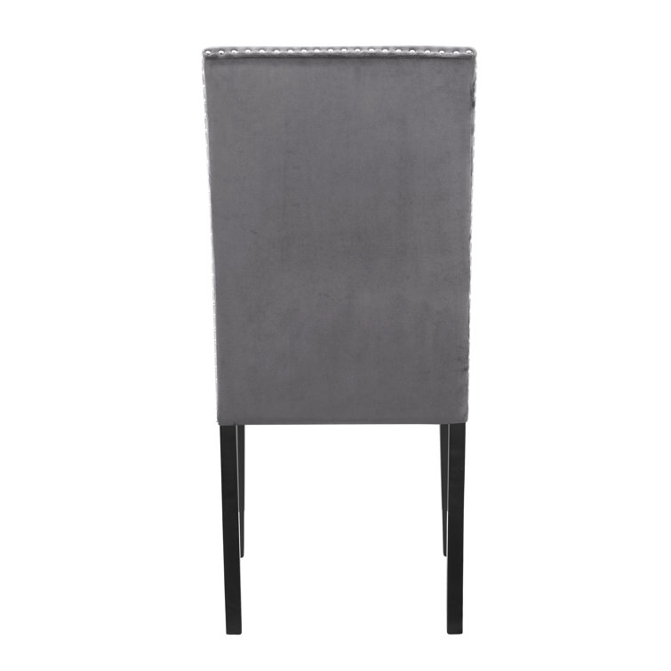 Celeste 5-Piece Gray Faux Marble and Velvet Dining Set