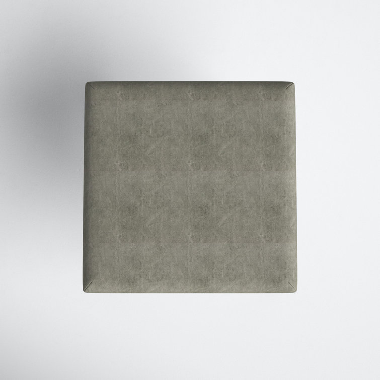 Modern Industrial Gray Faux Leather Ottoman with Sleek Metal Base