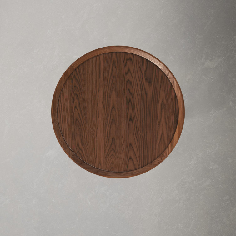 Niklaus 23" Round Walnut Veneer Side Table with X-Shaped Steel Base