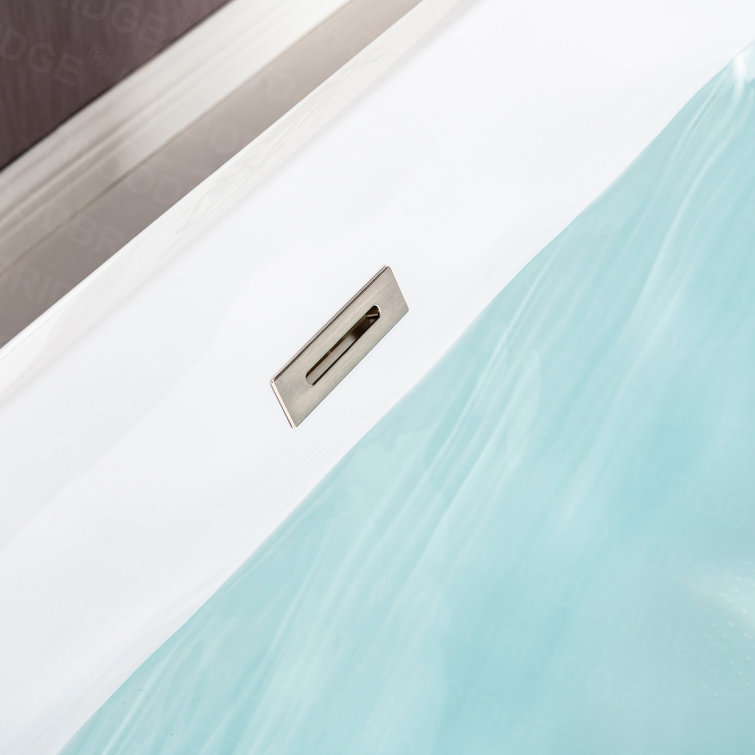 Echo 59'' White Acrylic Freestanding Soaking Bathtub with Brushed Nickel Trim